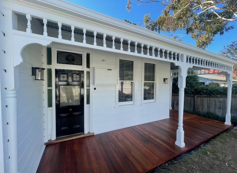 A refurbished worker's cottage with a new timber porch